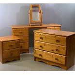 PINE BEDROOM FURNITURE - modern comprising dressing table, 73cms H, 139cms W, 42cms D, three