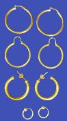 9CT GOLD HOLLOW HOOP EARRINGS, TWO PAIRS, 5.8grms, and a pair of 15ct hollow hoop earrings with