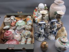 CHINESE & JAPANESE ORNAMENTAL POTTERY, PORCELAIN & COMPOSITION GOODS - 2 boxes