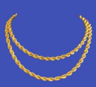 9CT GOLD TWIST NECK CHAIN - 45cms, 6grms