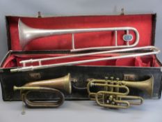 WIND INSTRUMENTS (3) to include a Boosey & Hawkes silver plated Regent trombone No 575242 with carry