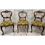 ANTIQUE CHAIRS - a pair of Victorian rosewood side chairs and another similar