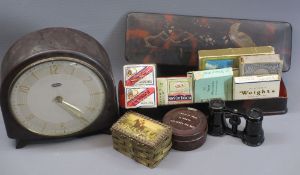 VINTAGE BAKELITE CASE SMITHS 8 DAY FLOATING BALANCE MANTEL CLOCK and other collectables to include a