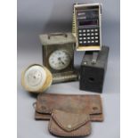 MIXED COLLECTABLES GROUP to include a vintage tin chime strike mantel clock, box Brownie camera,