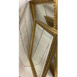 GILT FRAMED WALL MIRRORS (2) - both bevelled, one large, 139 x 107cms and 106 x 74cms
