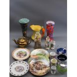VICTORIAN & LATER CHINA & GLASSWARE including a decorative Hancock's vase, Burleigh ware parrot