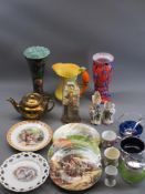 VICTORIAN & LATER CHINA & GLASSWARE including a decorative Hancock's vase, Burleigh ware parrot