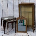 VICTORIAN & LATER FURNITURE PARCEL, 3 ITEMS - a walnut single door china display cabinet, 112.5cms