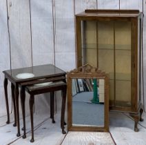 VICTORIAN & LATER FURNITURE PARCEL, 3 ITEMS - a walnut single door china display cabinet, 112.5cms