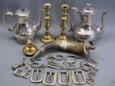 EPBM, BRASSWARE and other collectables group to include a horn shot flask, quantity of bridal