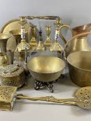 VINTAGE & LATER BRASSWARE - a mixed assortment including a Chinese brass bowl on stand,