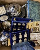 BOXED & LOOSE EPNS CUTLERY, plated tableware, cased goblets, ETC