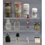 VINTAGE SCENT BOTTLES - a boxed and loose collection, twelve items to include an enamel painted Ruby