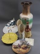 MIXED POTTERY & PORCELAIN COLLECTABLES including a German stoneware vase, pair of lustre vases,