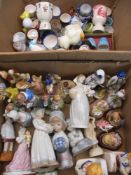 VICTORIAN & LATER CABINET FIGURINES and a collection of various egg cups