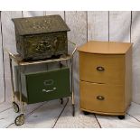 MIXED VINTAGE & LATER OFFICE & HOUSEHOLD FURNITURE, 4 ITEMS - a two drawer lightwood file cabinet,