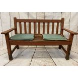 GARDEN BENCH - wooden slatted example, 83cms H, 130cms W, 58cms D