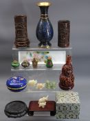 VINTAGE & MODERN ORIENTAL COLLECTABLES - a mixed group to include two bamboo brush pots, 12.5cms