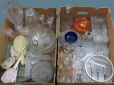 VICTORIAN & LATER GLASSWARE & COLLECTABLES to include drinks ware, bowls and vases, within 2 boxes