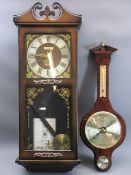 REPRODUCTION PRESIDENT PENDULUM WALL CLOCK and a modern Weather Master barometer with thermometer,