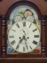 VICTORIAN MAHOGANY LONGCASE CLOCK - the dial marked 'Humphrey Owen Caernarfon', painted arch moon