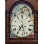 VICTORIAN MAHOGANY LONGCASE CLOCK - the dial marked 'Humphrey Owen Caernarfon', painted arch moon