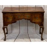 VINTAGE BURR WALNUT LOWBOY - the well figured top with moulded edging over a slim central drawer and