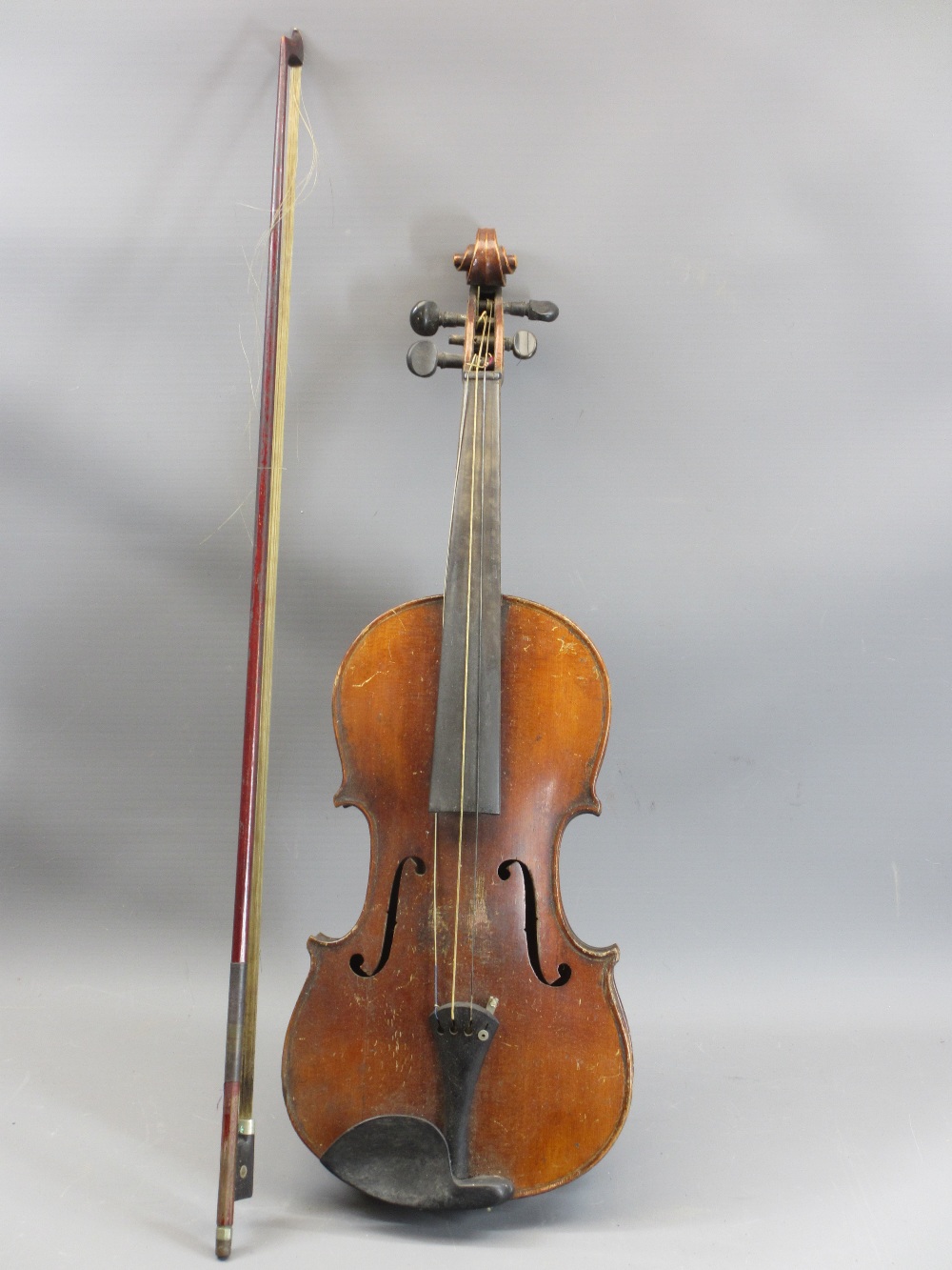 CASED VINTAGE VIOLINS (2) - both bearing 'Antonius Stradivarius' labels to the interiors, 60cm - Image 2 of 3