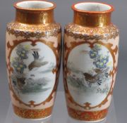 JAPANESE KUTANI CIRCA 1900 VASES, A PAIR - painted with panels of Boy's Festival and Chidori,