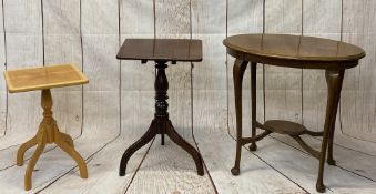 OCCASIONAL TABLES (3) - a mahogany tilt top tripod table, 70cms H, 45cms W, 40cms D, a mahogany oval