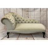 REPRODUCTION CHAISE LONGUE - upholstered with button back, 70cms H, 150cms W, 60cms D