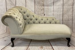 REPRODUCTION CHAISE LONGUE - upholstered with button back, 70cms H, 150cms W, 60cms D