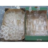 CUT & OTHER DRINKING GLASSWARE - a good selection within 2 boxes including decanters with stoppers