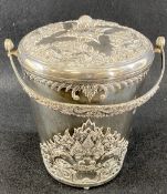 CONTINENTAL 800 STAMPED SILVER ICE BUCKET & COVER - having barong mask embossed detail to the lid