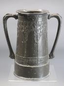 LIBERTY & CO TUDRIC PEWTER VASE/LOVING CUP - designed by David Veasey, design No 010, twin-handled