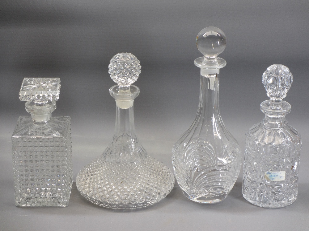 MOULDED GLASS & OTHER SPIRIT DECANTERS WITH STOPPERS along with drinks and other glassware to - Image 2 of 4