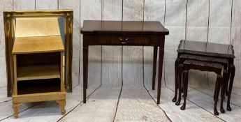 FURNITURE PARCEL (4) - a reproduction foldover tea table with single drawer, 76cms H, 84cms W, 42cms