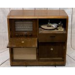 'HIS MASTER'S VOICE' WALNUT CASED RADIOGRAM - with slide-out turntable along with a quantity of