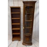 MODERN BOOKCASE - narrow, tall example, 182cms H, 45cms W, 22cms D. Also, a domed fronted Italian