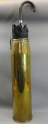 LARGE BRASS SHELL CASING with gent's brolley, 64cms H