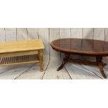 LONG JOHN COFFEE TABLES (2) - an oval reproduction mahogany, 48cms H, 125cms W, 78cms D and a