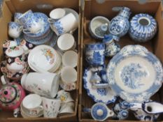 BLUE & WHITE POTTERY TABLE & ORNAMENTAL WARE, Victorian and later bone china part tea sets, a