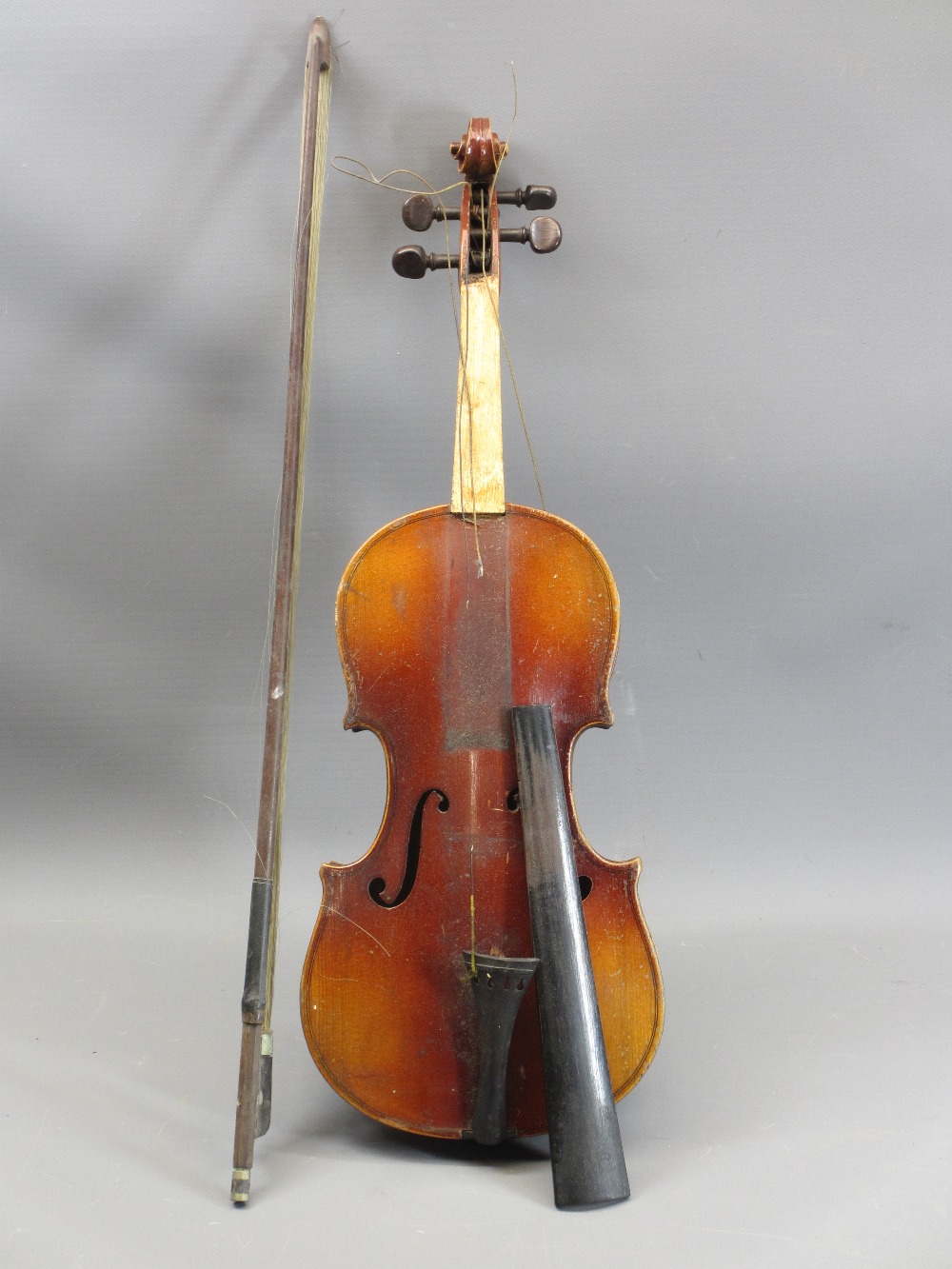 CASED WELL USED VINTAGE VIOLINS (2) - both bear interior labels, the first reads 'Nicolaus Amatus - Image 3 of 3