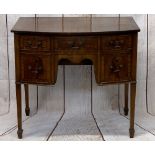 VINTAGE MAHOGANY BOW FRONT LADY'S DESK - having three frieze drawers and two larger lower drawers