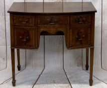 VINTAGE MAHOGANY BOW FRONT LADY'S DESK - having three frieze drawers and two larger lower drawers