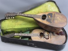 VINTAGE 8 STRING TORTOISE SHELL DECORATED INSTRUMENTS to include an Italian mandolin with interior