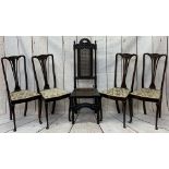 CAROLEAN TYPE HALL CHAIR and a set of four high back mahogany salon chairs, the hall chair with