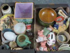 MIXED POTTERY & CHINA COLLECTABLES - a Majolica planter, Studio pottery, Doulton Series ware, Wade