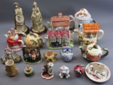 NOVELTY TEAPOTS, collectable figurines and other cabinet ware