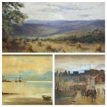 ARTHUR NETHERWOOD watercolour - Conwy Castle and Quay with numerous figures, signed and dated